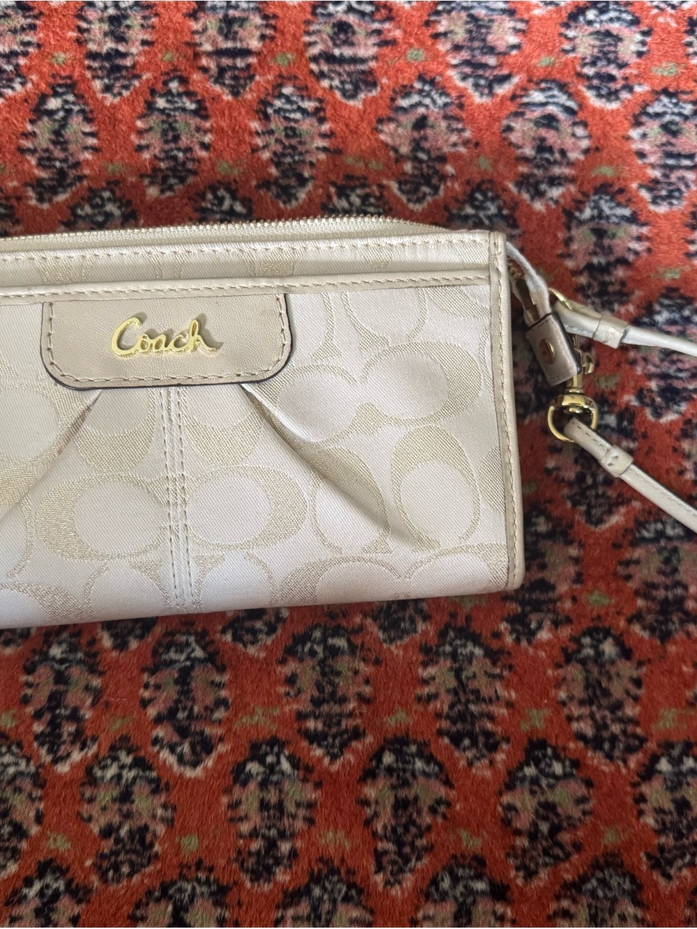 Coach Ivory Signature Wristlet Wallet